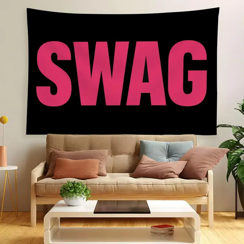 Wall Scroll Tapestry - VIKAMA SWAG Hip-Hop Minimalis Tapestri Bertuliskan
