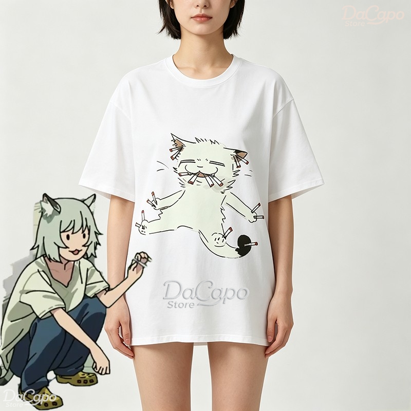 Chainsmoker Cat Yaniko Satou K - Anime Merchandise T-Shirts ulasan dan harga