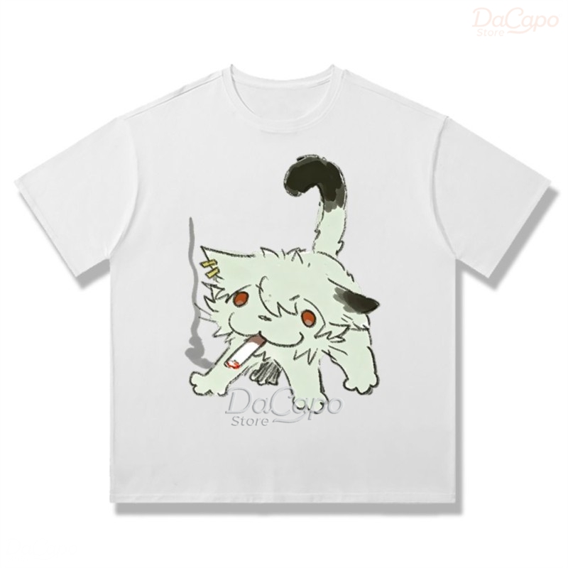 Chainsmoker Cat Yaniko Satou K - Anime Merchandise T-Shirts ulasan dan harga
